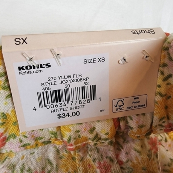 SO high rise ruffle yellow floral shorts Size XS - Picture 7 of 9